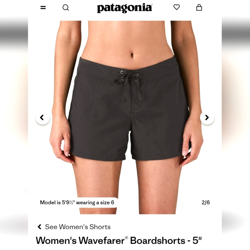 Patagonia Wavefarer 5" Black Boardshort Size 16